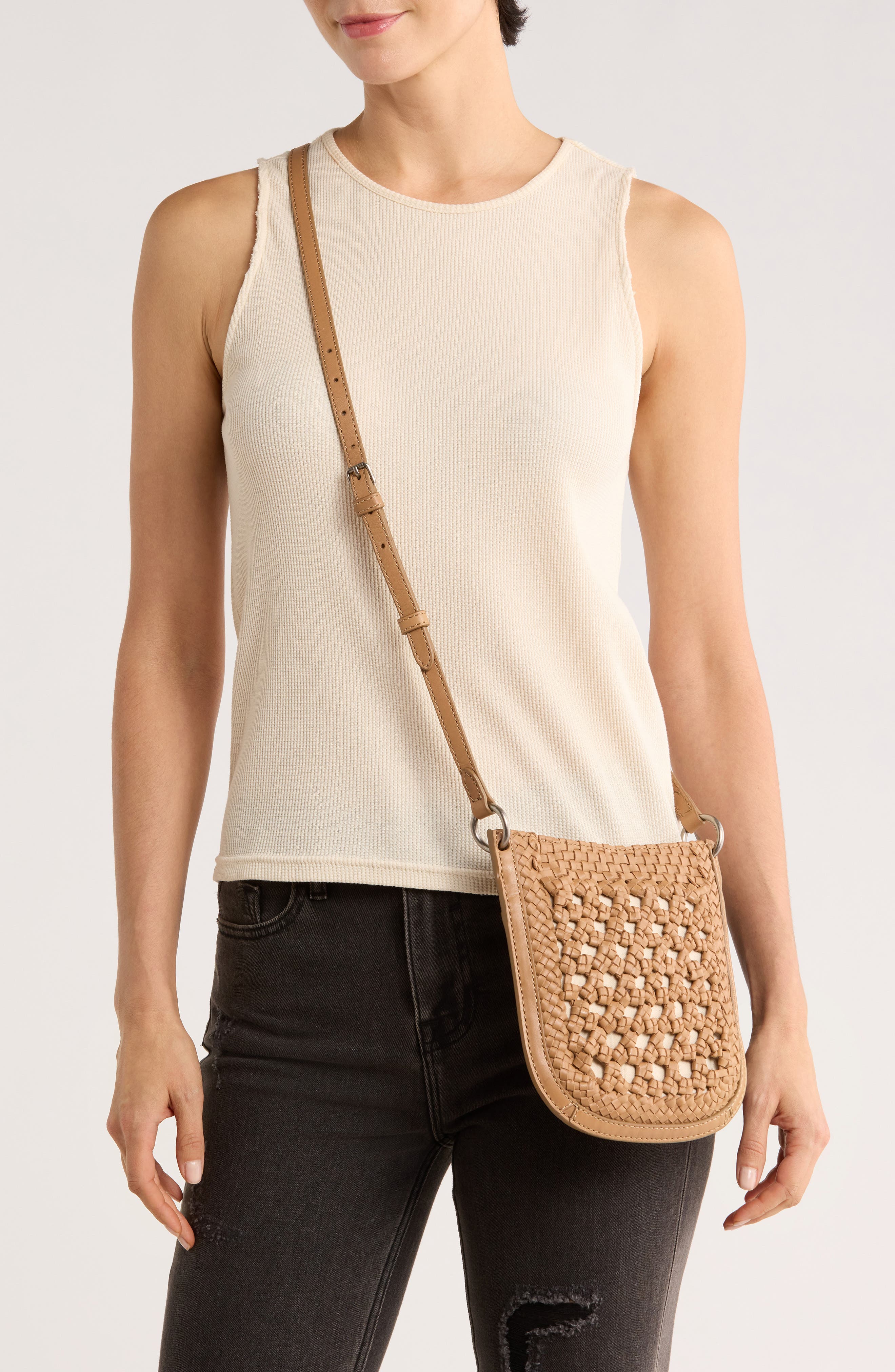 Frye Ella Woven Crossbody Bag, Alternate, color, Beige