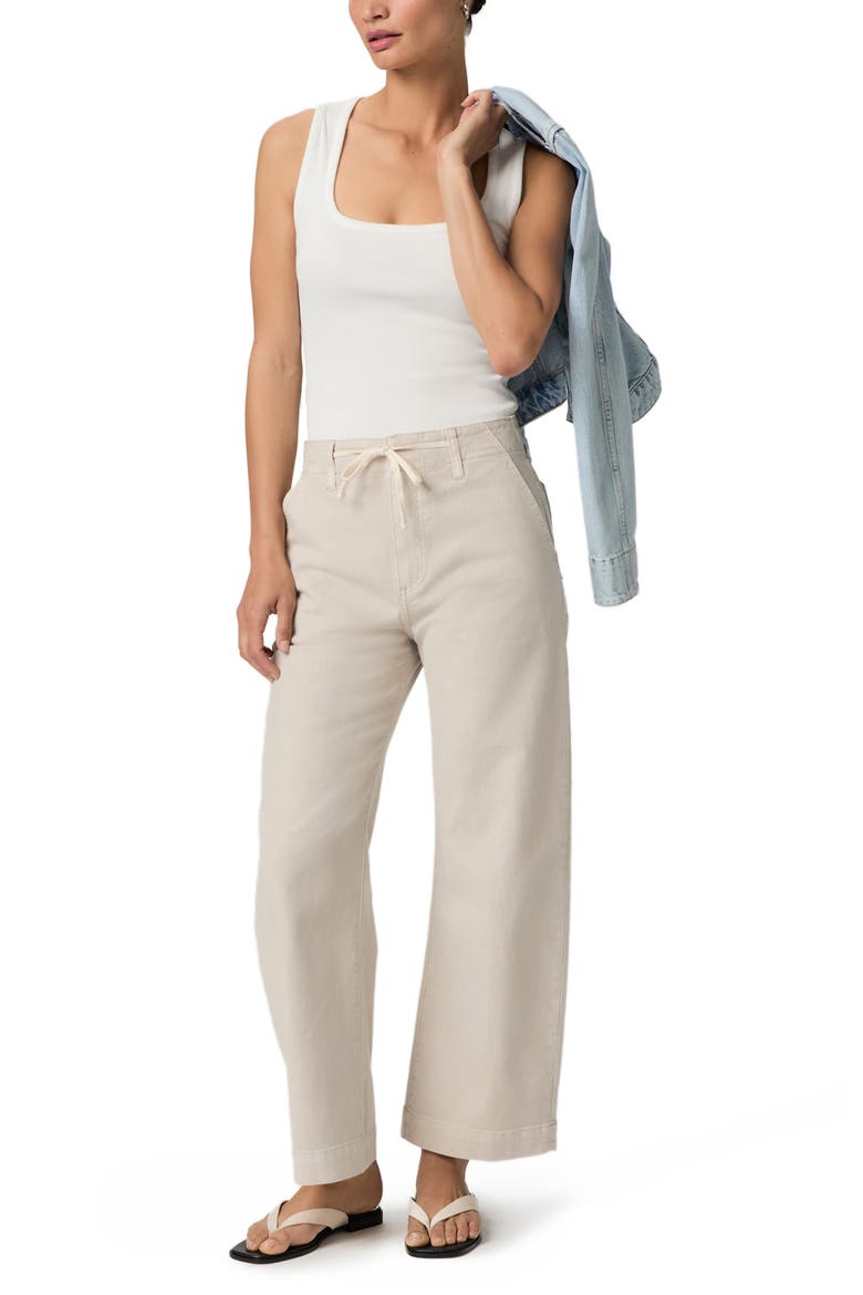 Arellia Drawstring High Waist Ankle Barrel Leg Trouser Jeans, Alternate, color, VINTAGE PUMICE STONE
