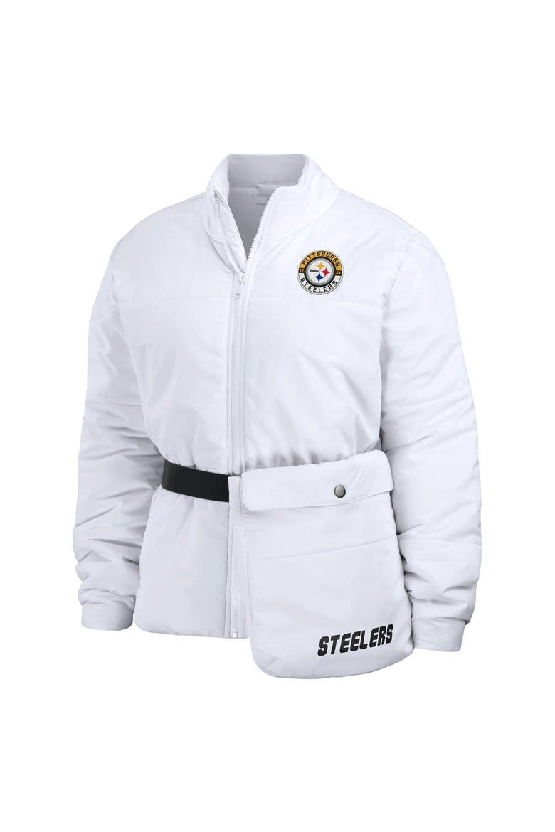 Women's WEAR by Erin Andrews  White Pittsburgh Steelers Packaway Full-Zip Puffer Jacket, Alternate, color, White