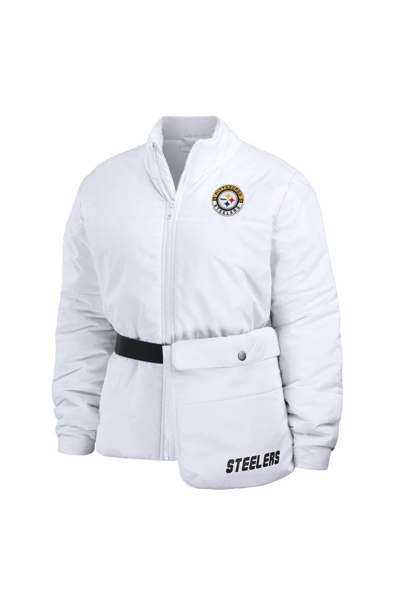 WEAR by Erin Andrews Women's WEAR by Erin Andrews White Pittsburgh Steelers Packaway Full-Zip Puffer Jacket, Alternate, color, White