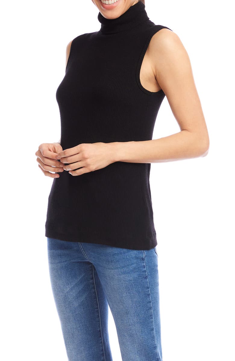 Karen Kane Turtleneck Rib Sleeveless Top, Alternate, color, Black