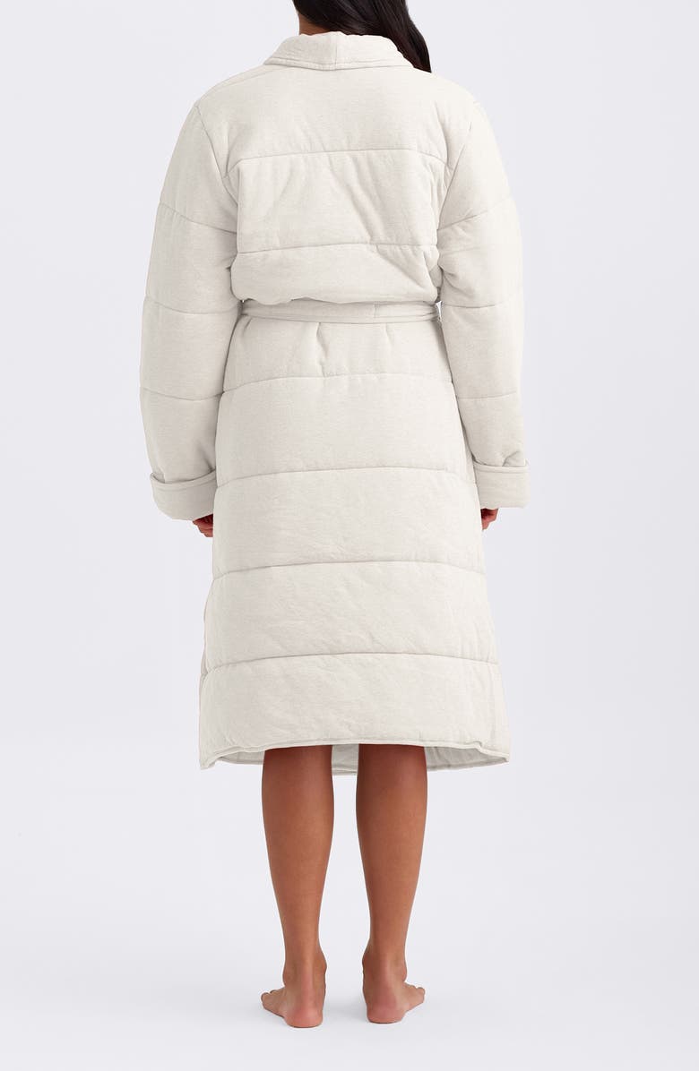 Papinelle Cuddle Puffa Quilted Cotton Midi Robe, Alternate, color, Ecru