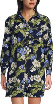 Lands' End Linen Oversized Button Front Shirt