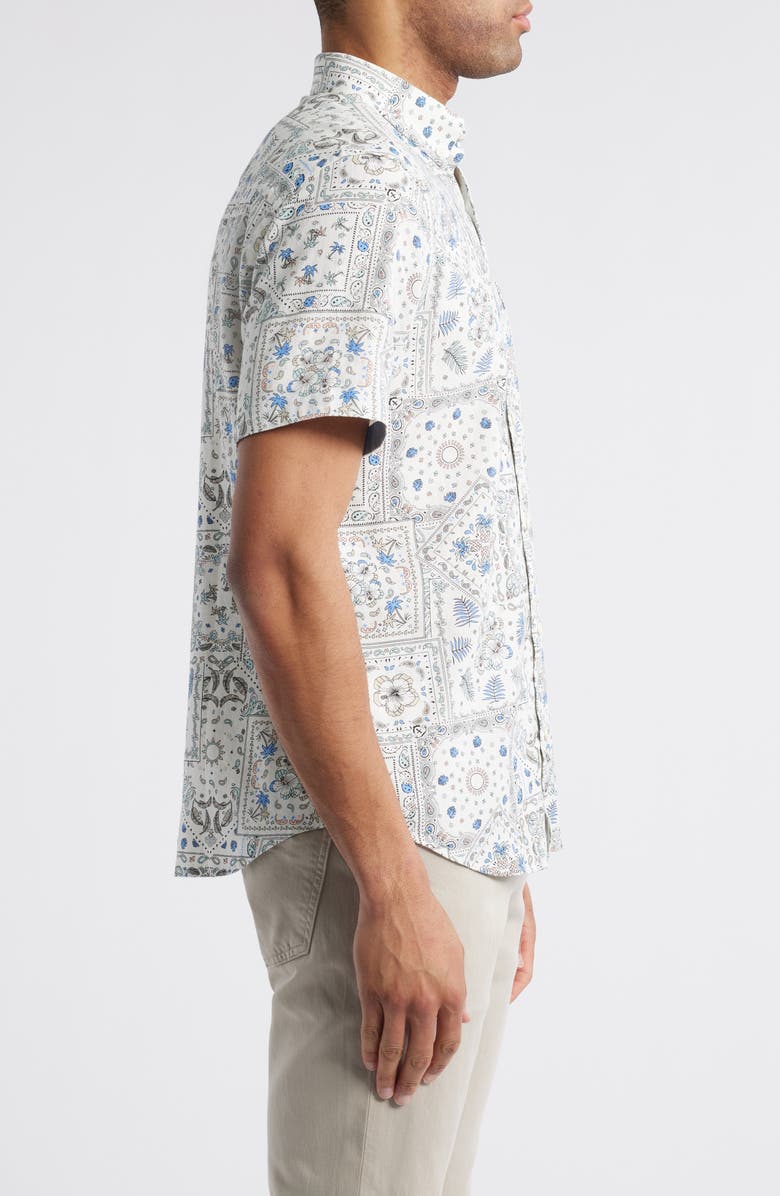 Johnston & Murphy Bandana Print Short Sleeve Button Down Shirt, Alternate, color, White Multi