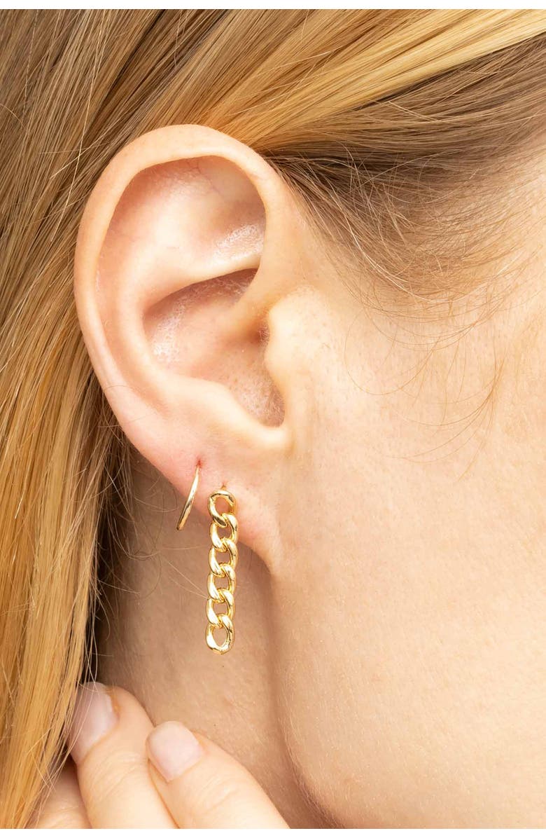 Oradina 14K Yellow Gold Carmine Curb Drop Earrings, Alternate, color, Yellow Gold