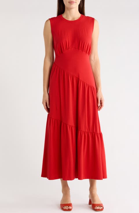 Gathered Sleeveless Tiered Maxi Dress
