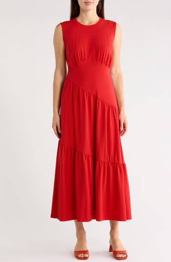 DKNY Women's Gathered Sleeveless Tiered Maxi Dress - Maxi dresses
