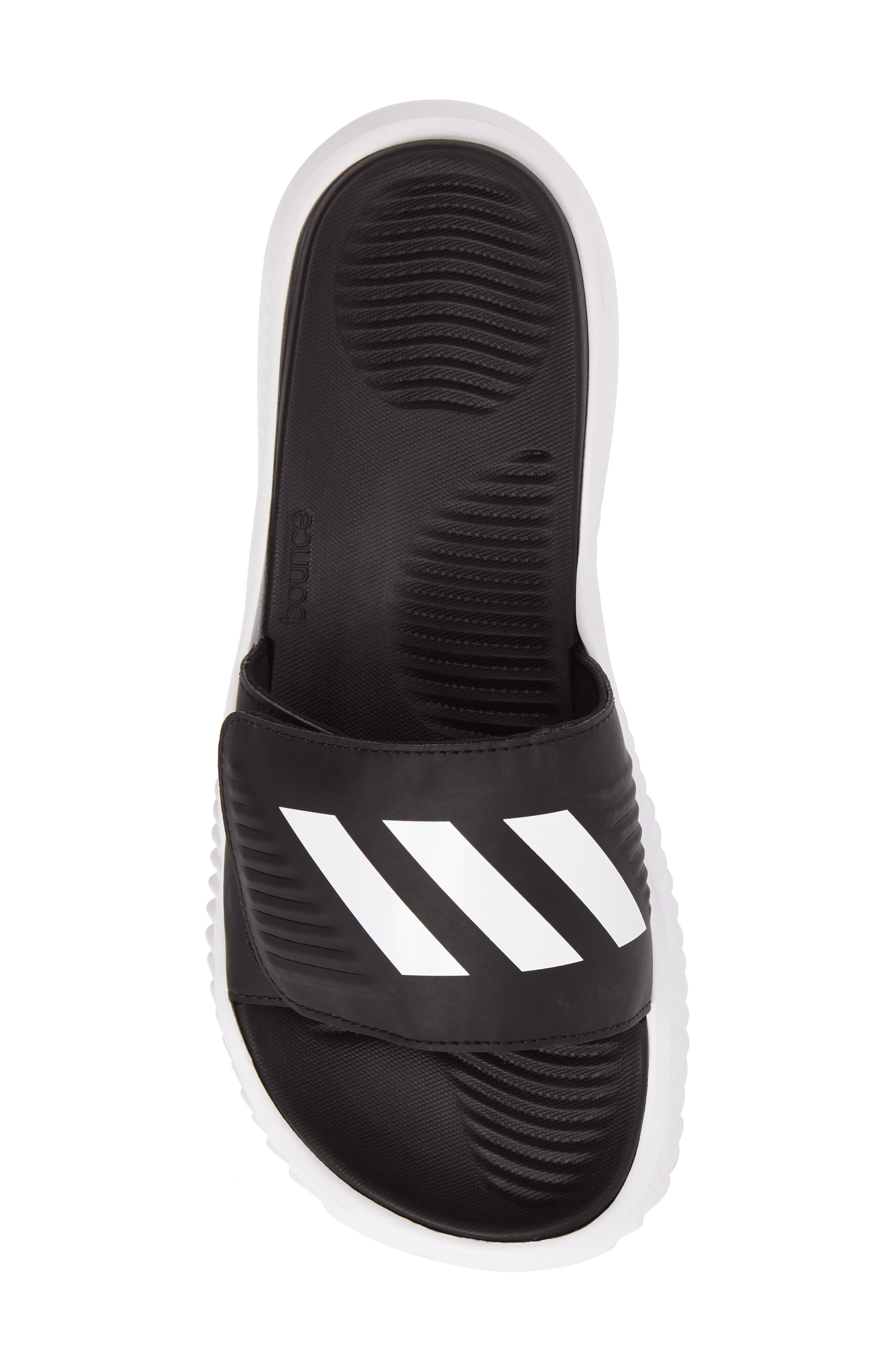 AlphaBounce Slide Sandal, Alternate, color, WHITE/CORE BLACK/WHITE
