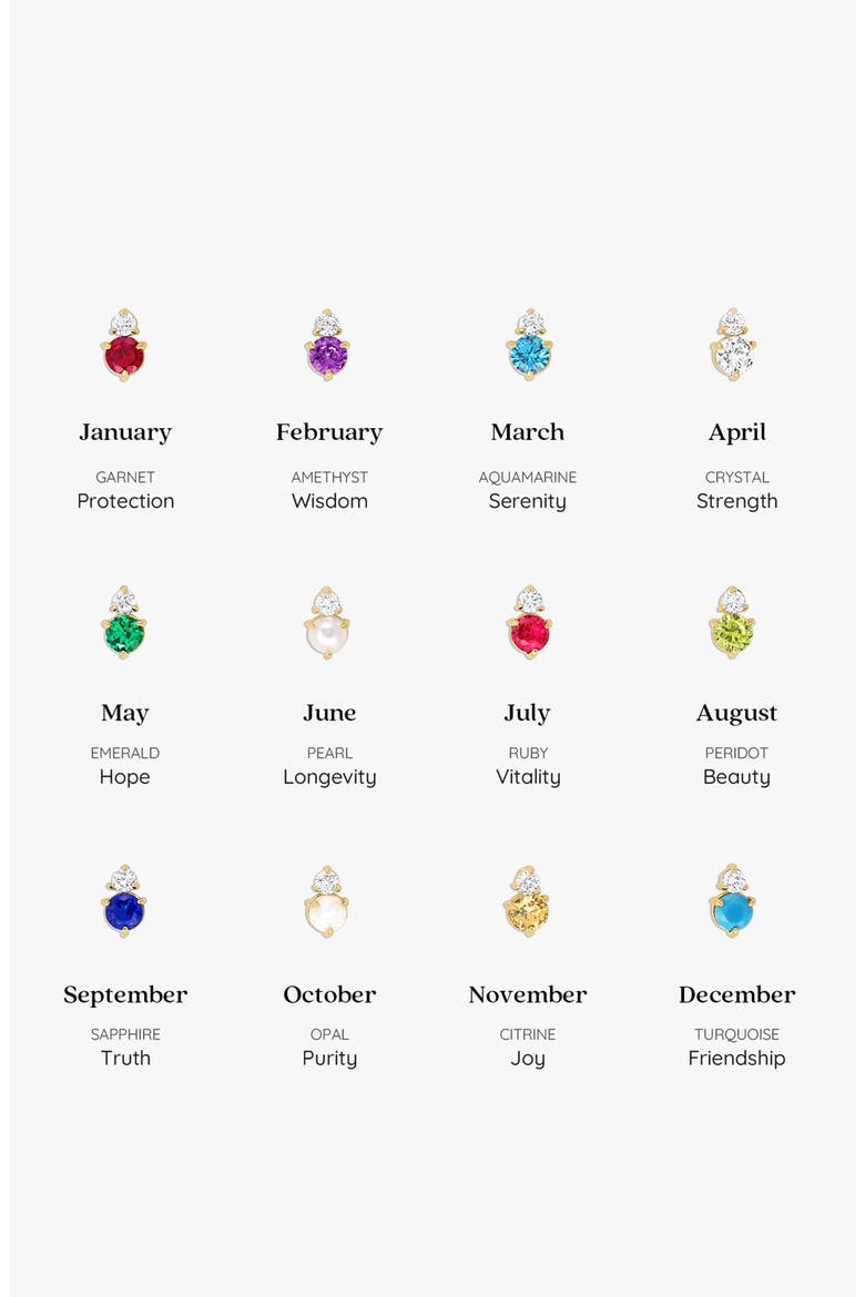 14k Gold Plated Deux Birthstone Necklace Personalized Trendy Gift Idea, Alternate, color, Pearl/June
