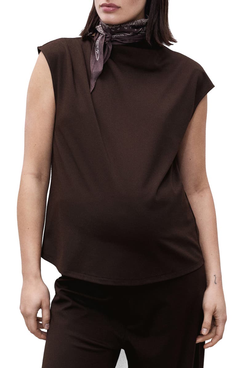 MANGO Draped Neck Sleeveless T-Shirt, Main, color,