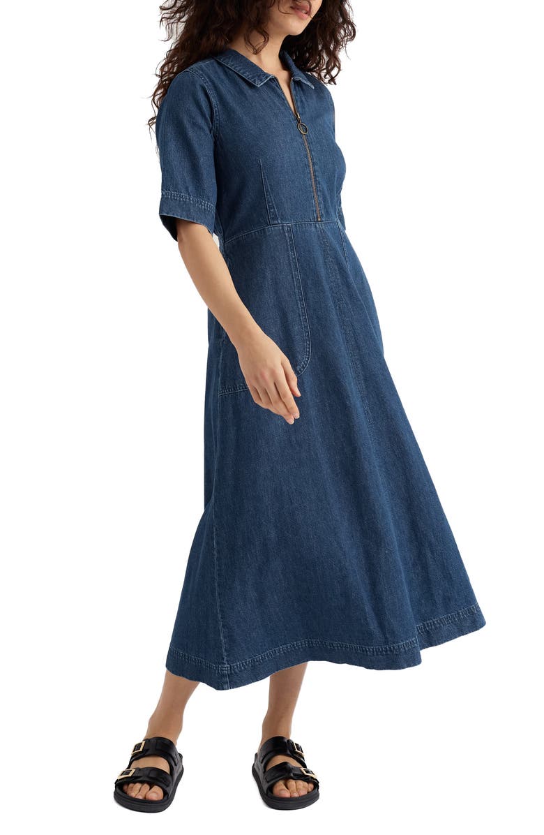 Seasalt Cornwall Gwenter Cotton & Linen Dress, Main, color, Mid Wash
