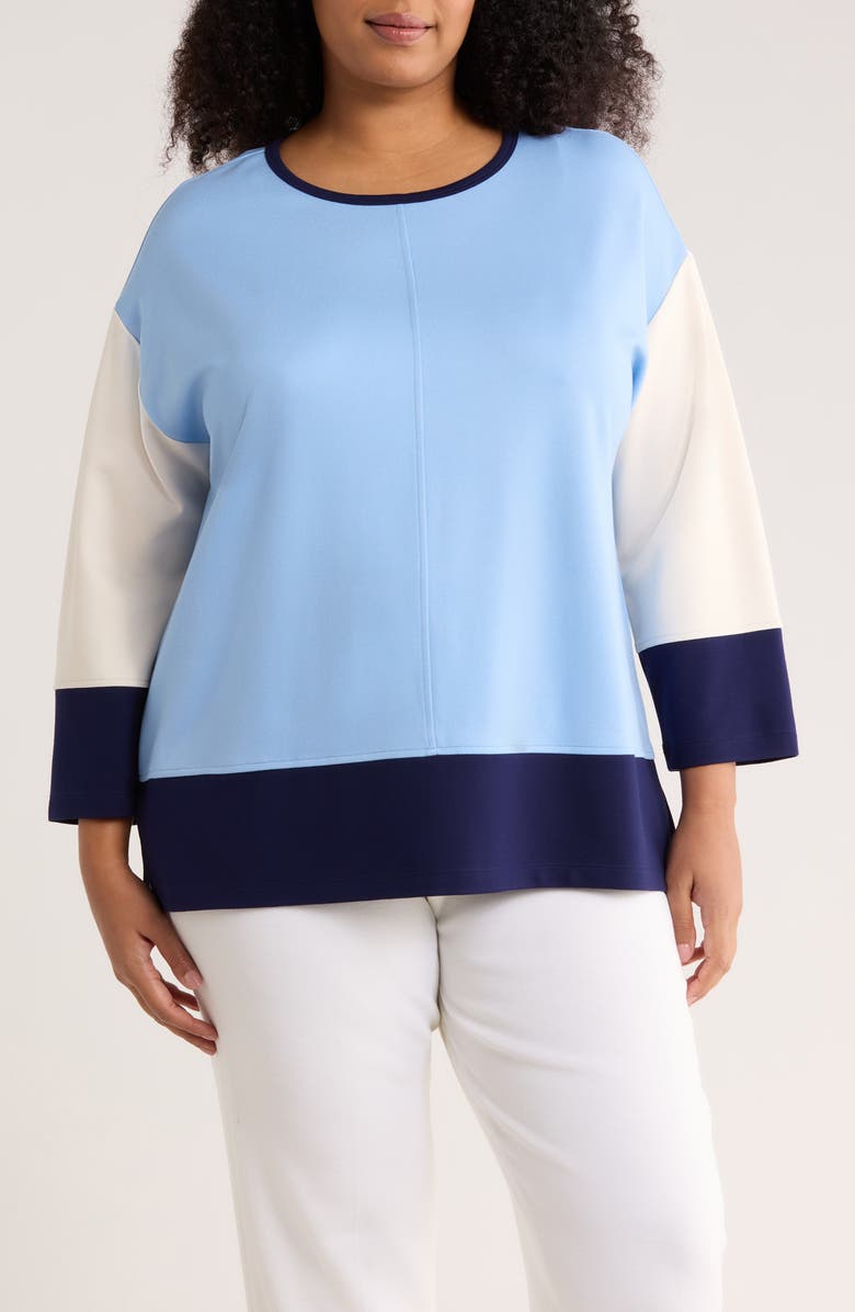 Jones New York Color Block Knit Top, Main, color, Chintz Blue Multi