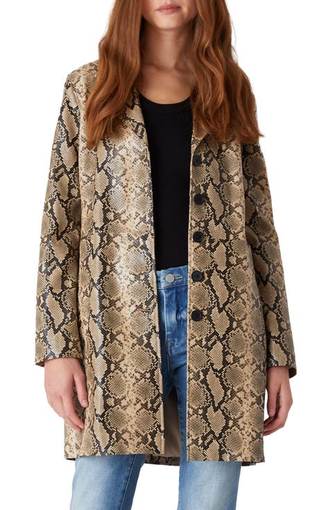 Snake Print Faux Leather Jacket