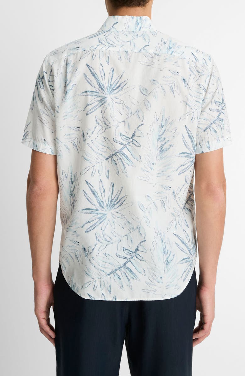 Vince Short Sleeve Cotton & Lyocell Button-Up Shirt, Alternate, color, Sea Marble/ Optic White