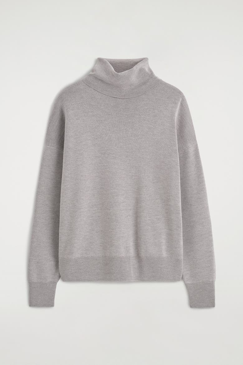 Merino Wool Roll-neck Sweater, Alternate, color, GRAY MÉLANGE