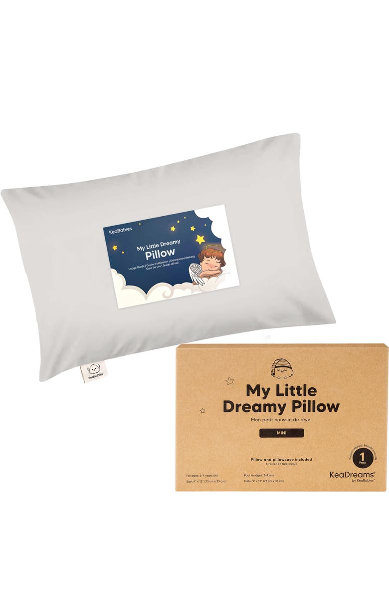 KeaBabies Mini Toddler Pillow With Pillowcase, Main, color, French Gray