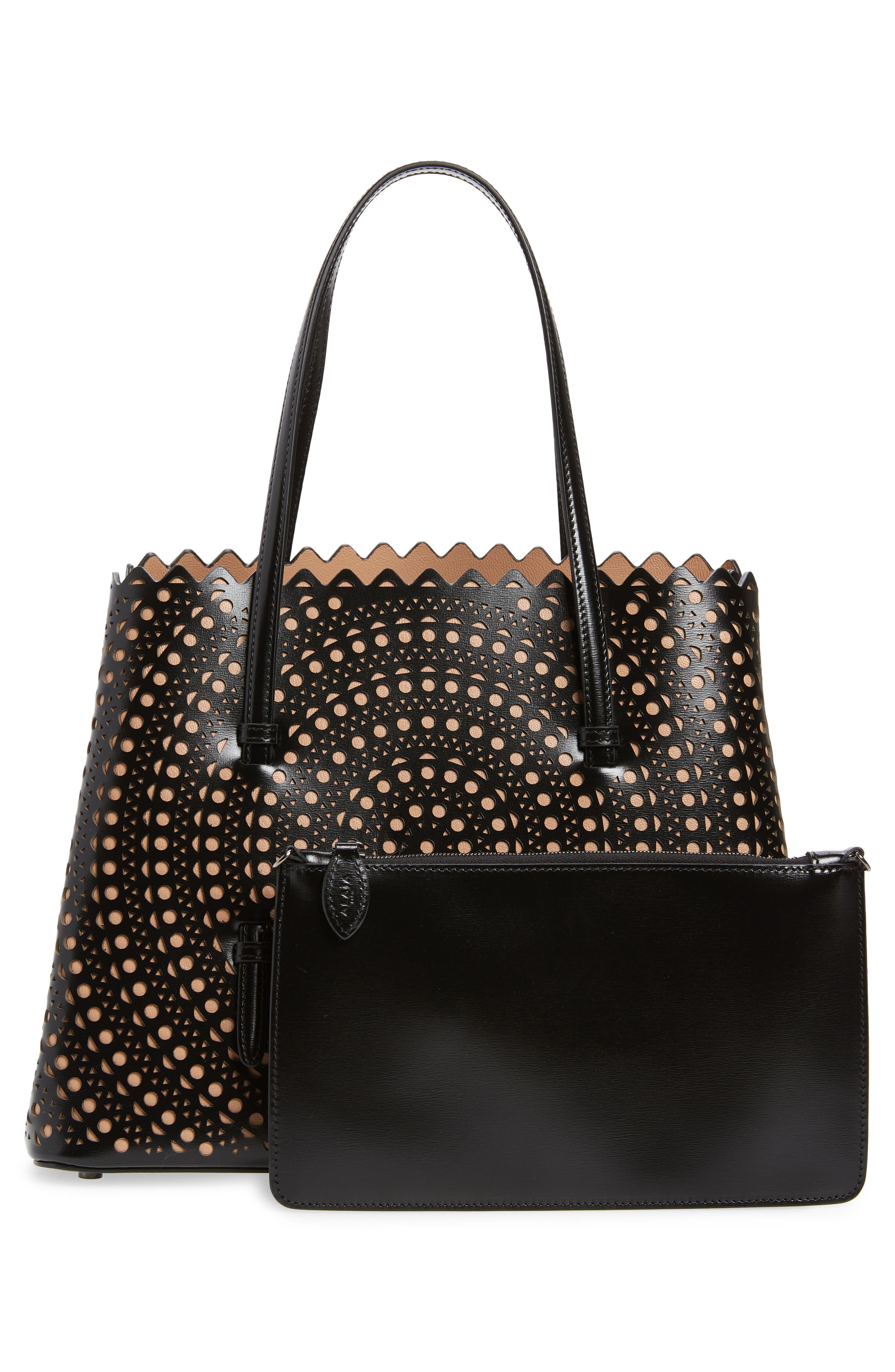 Alaïa Mini Vienne Mina Palm Perforated Leather Tote, Alternate, color, 