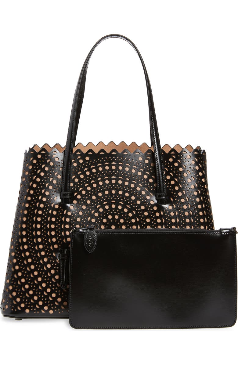 Alaïa Mini Vienne Mina Palm Perforated Leather Tote, Alternate, color,