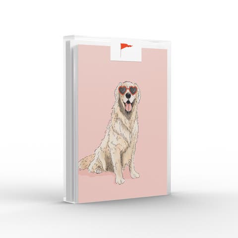 Golden Pink Heart Eyes Love Greeting Card Pack (8 ct.)