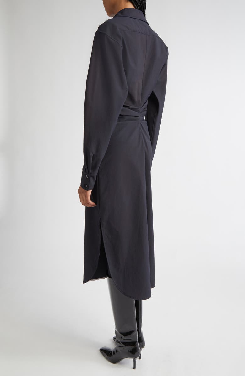 Proenza Schouler Flora Long Sleeve Midi Shirtdress, Alternate, color, Black