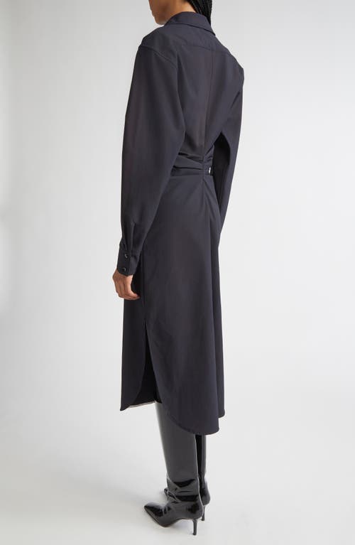 Proenza Schouler Flora Long Sleeve Midi Shirtdress In Black