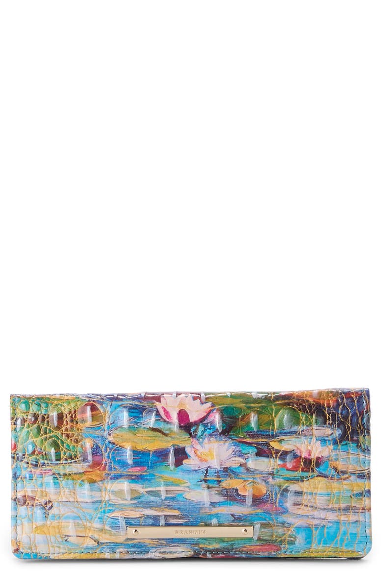 Brahmin Ady Croc Embossed Leather Wallet, Main, color, Waterlily