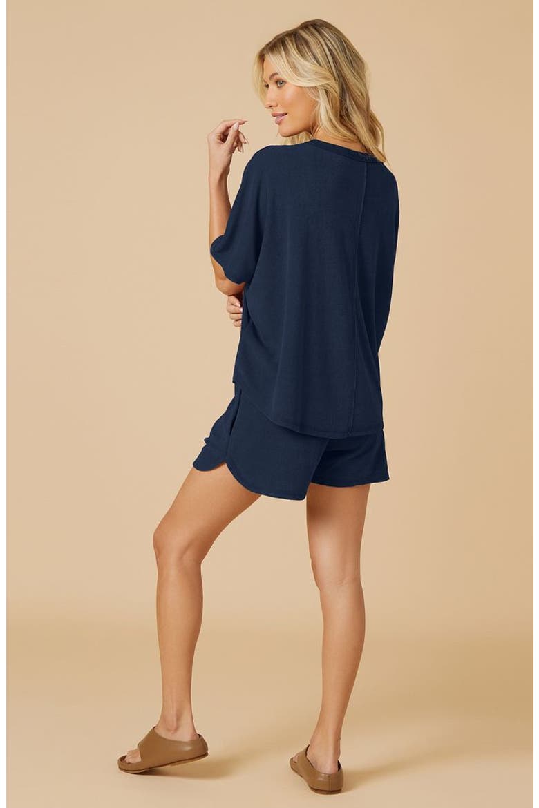 Terry Relaxed V-neck with Short Set, Alternate, color, Midnight