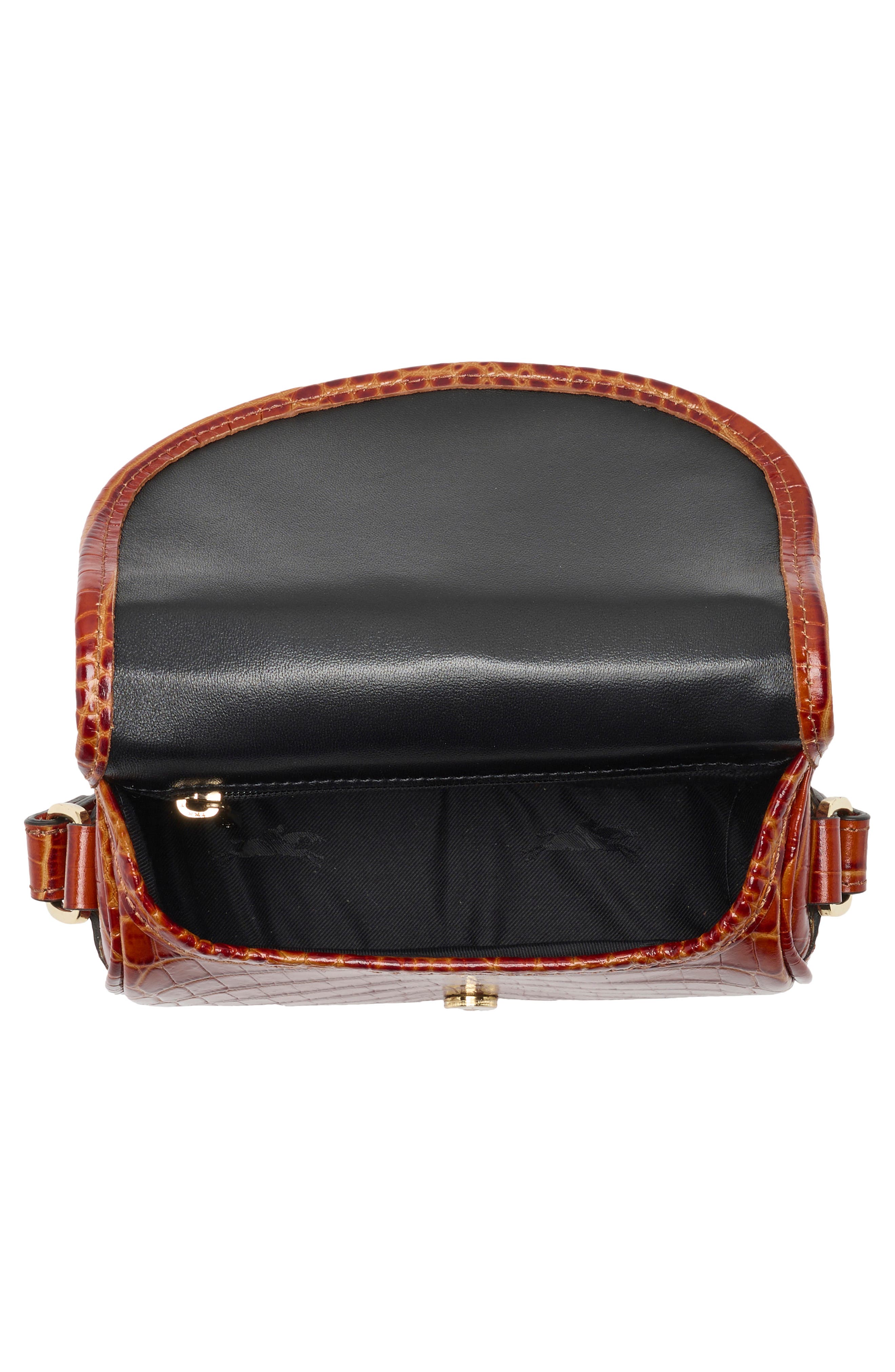 Longchamp 1980 Croc Embossed Small Flap Crossbody Bag, Alternate, color, Natural