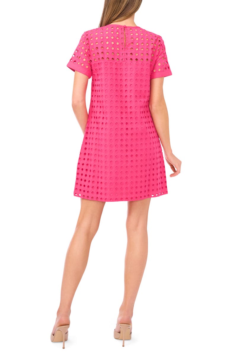 CeCe Circle Eyelet Shift Dress, Alternate, color, Pink Taffy