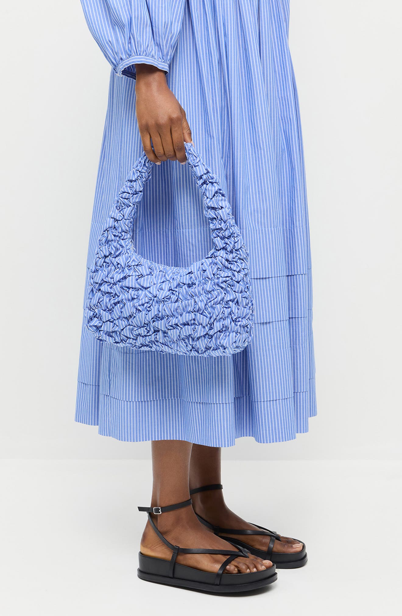 Smocked Mini Shoulder Bag, Alternate, color, BLUE STRIPE