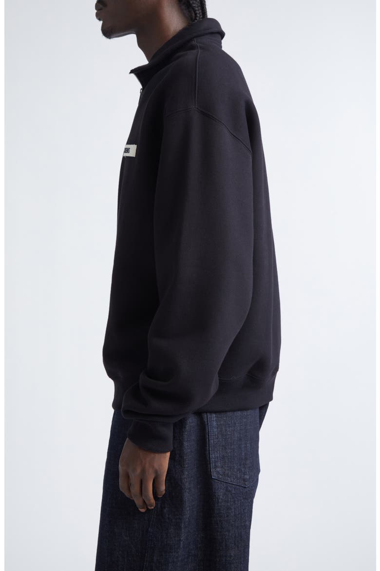 Le Camionneur Gros Grain Half Zip Fleece Sweatshirt, Alternate, color, BLACK