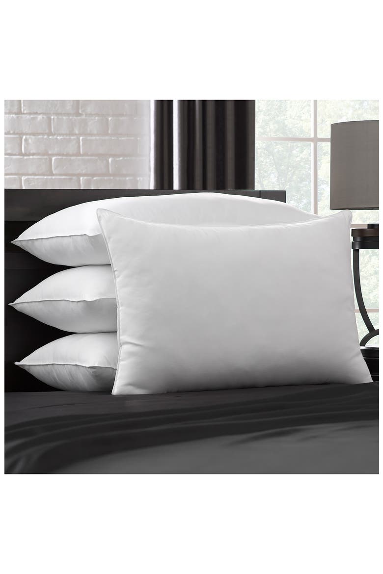 Set of 4 White Windowpane 100% Cotton Dobby Gel Filled Side/Back Sleeper Pillows, Alternate, color, WHITE