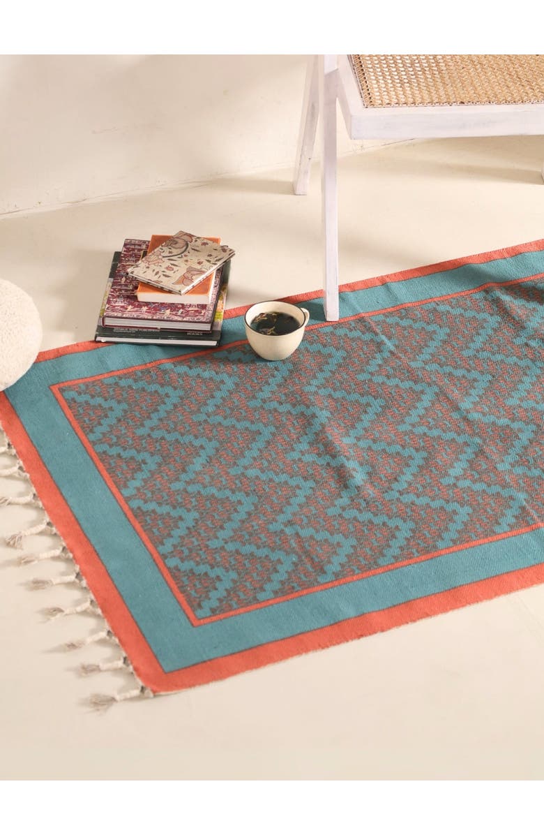 Mela Artisans Chintz Cotton Rug, Alternate, color, Teal And Coral