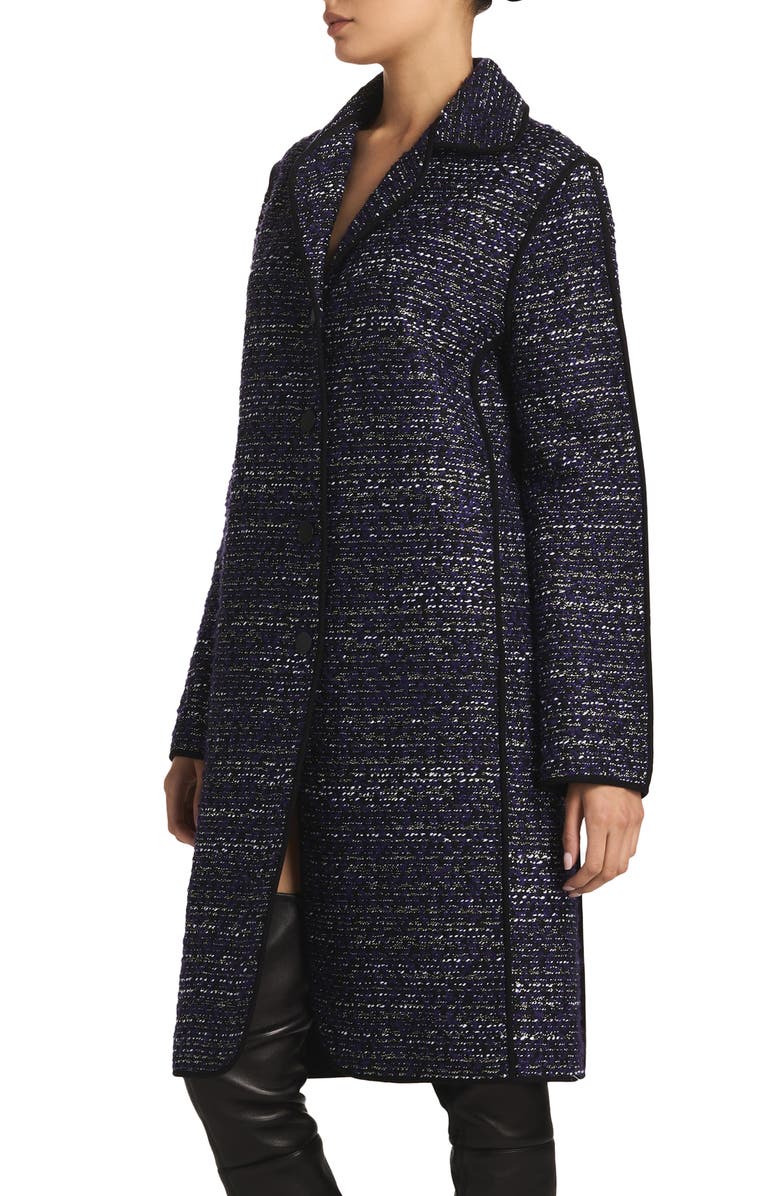 St. John Collection Metallic Tweed Long Coat, Alternate, color, 