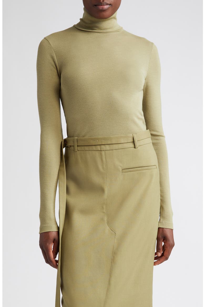 Turtleneck Merino Wool Top, Main, color, SAGE