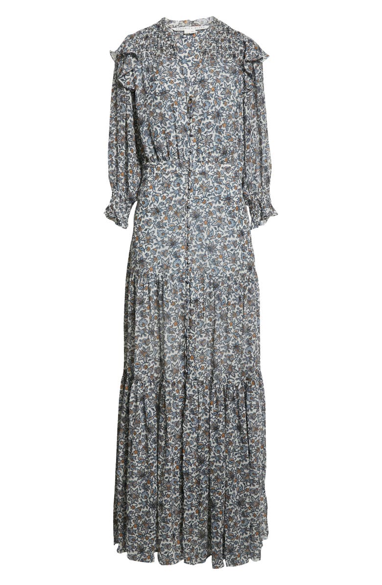 Veronica Beard Nitza Floral Long Sleeve Silk Maxi Dress, Alternate, color,