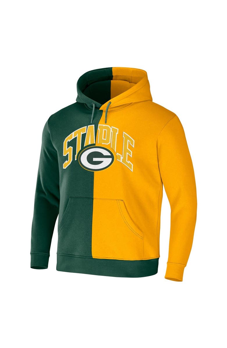 STAPLE Men's NFL x Staple Hunter Green Green Bay Packers Split Logo Pullover Hoodie, Alternate, color, 