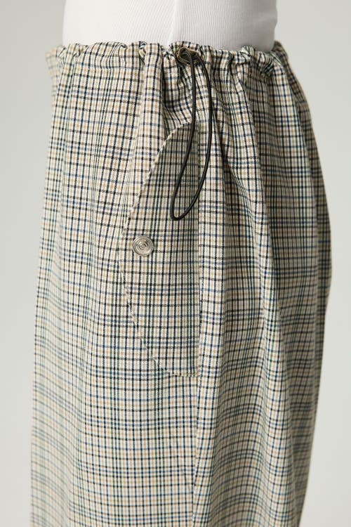 Nocturne Plaid Wide-leg Drawstring Pants In Gray