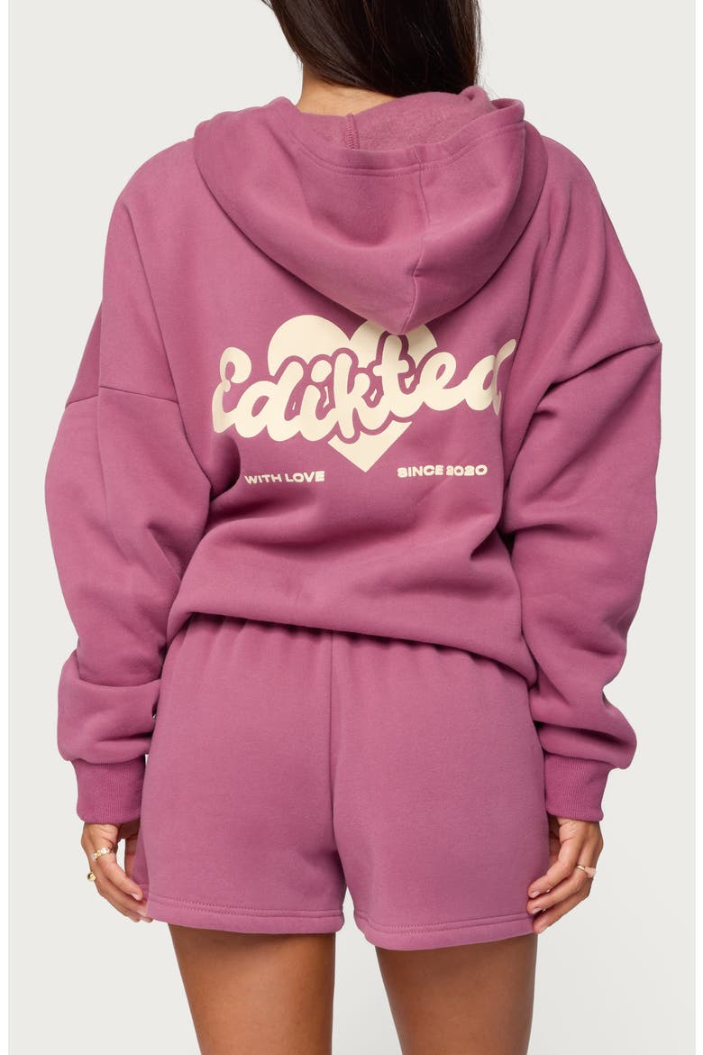 We're Edikted Logo Hoodie, Alternate, color, MAUVE