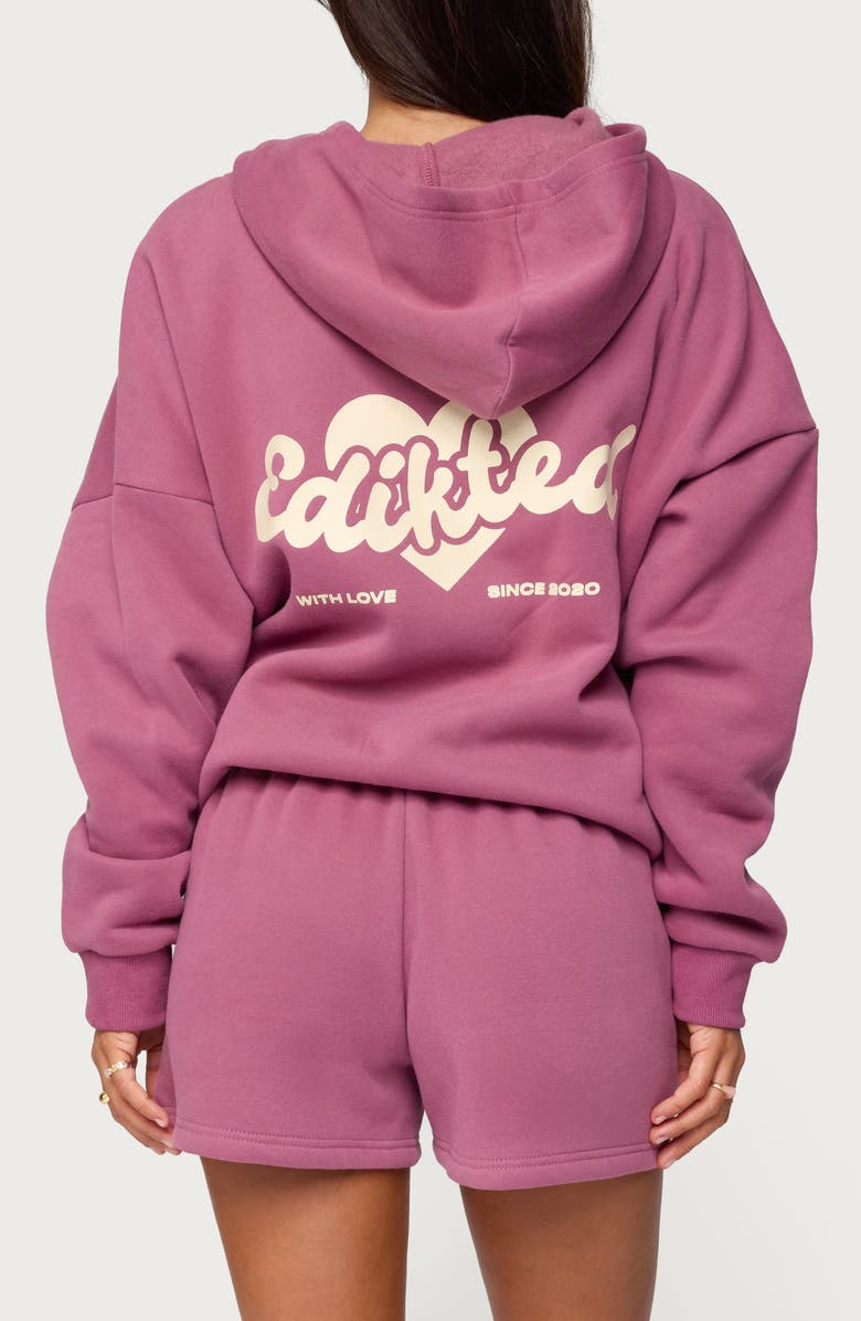 EDIKTED We're Edikted Logo Hoodie, Alternate, color, Mauve