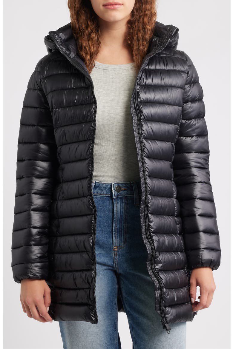 Miri Water Repellent Quilted Puffer Jacket with Removable Hood, Alternate, color, BLACK