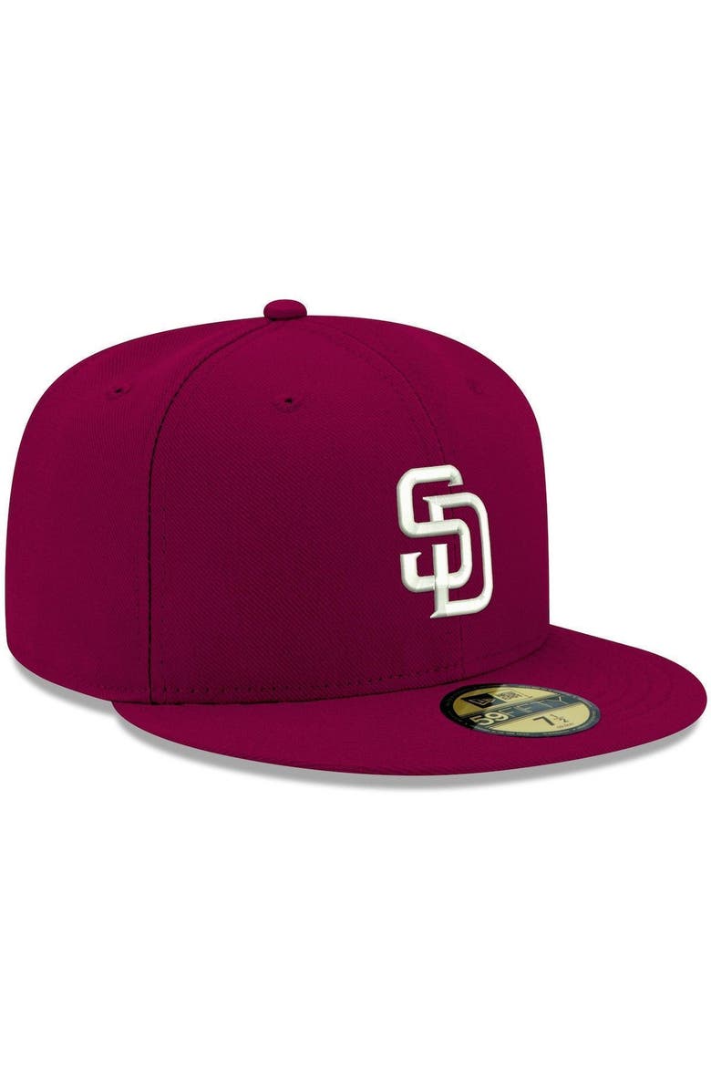 New Era Men
s New Era Cardinal San Diego Padres White Logo 59FIFTY Fitted Hat, Alternate, color, 