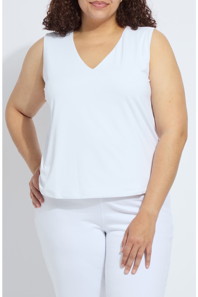 'Lyssentials COOL-FRESH™ Jersey V-Neck Tank, Main, color, WHITE