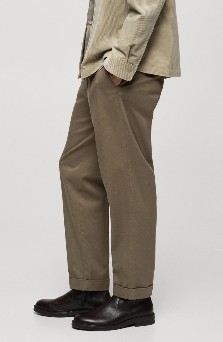 MANGO Cuff Stretch Cotton Pants, Alternate, color, Khaki