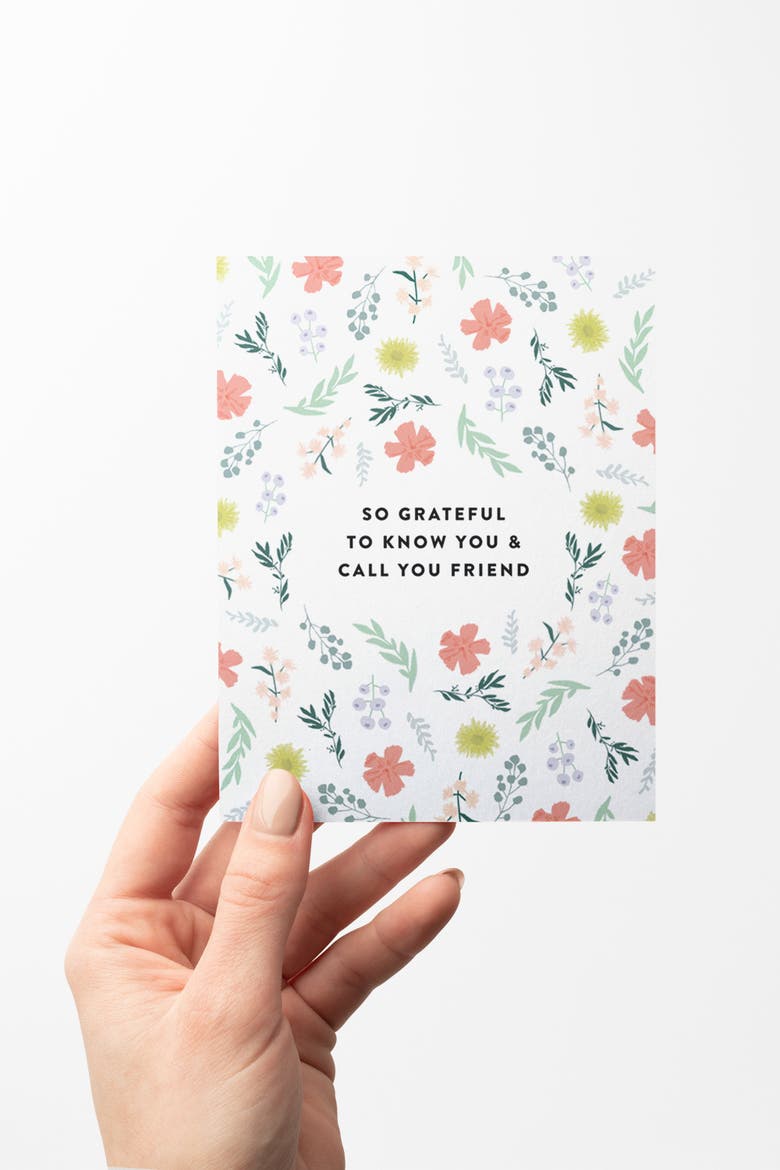 Grateful to Know You Friend Boxed Set of 8 Greeting Cards, Alternate, color, Floral Pattern