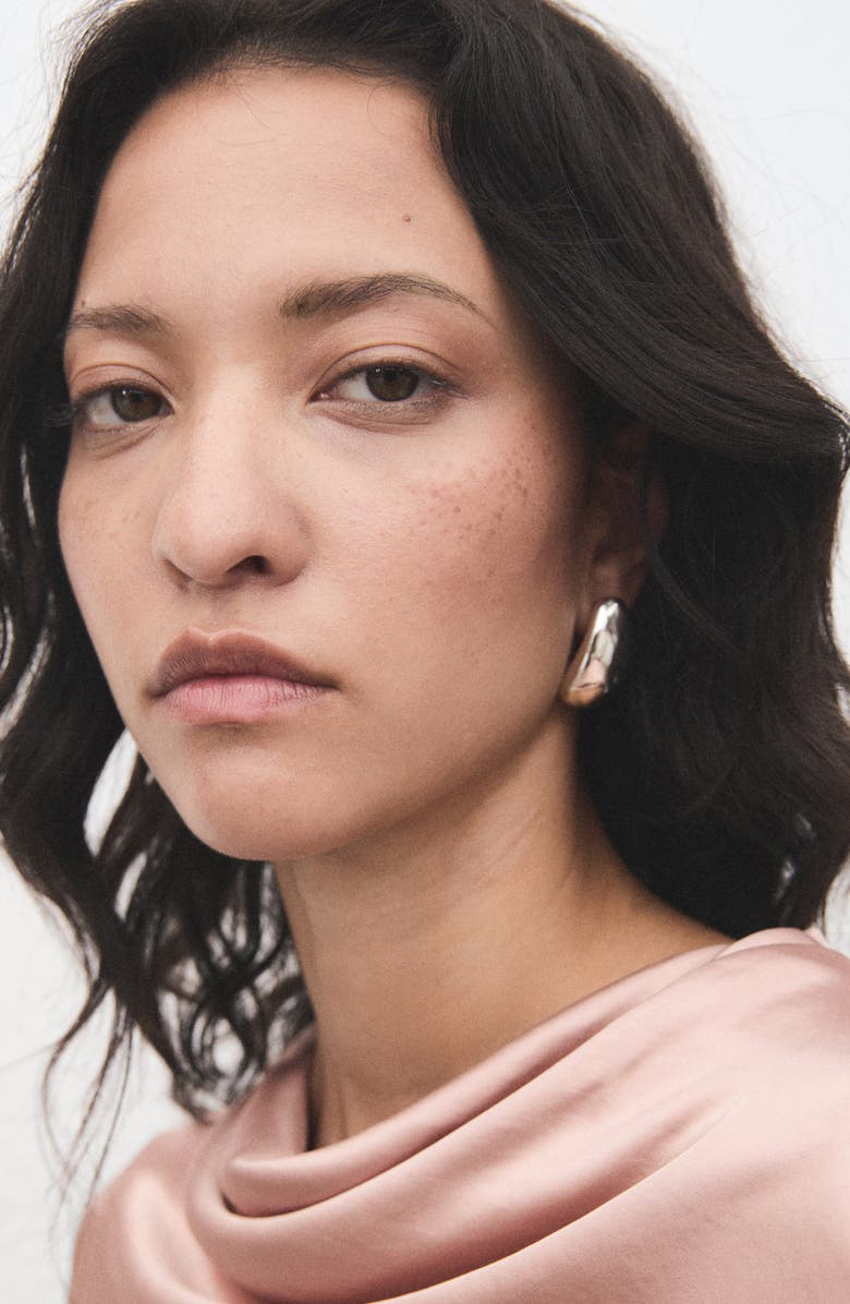 MANGO Cowl Neck Satin Top, Alternate, color, Pale Pink