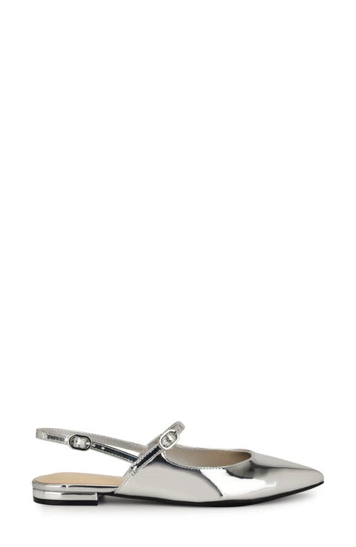 Shop Nine West Daved Pointed Toe Slingback Flat In Silver