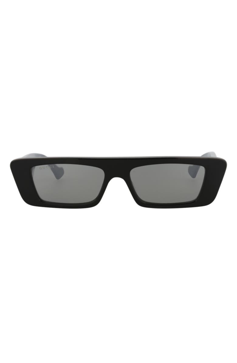 Gucci 54mm Rectangular Sunglasses, Main, color, Black Grey Silver