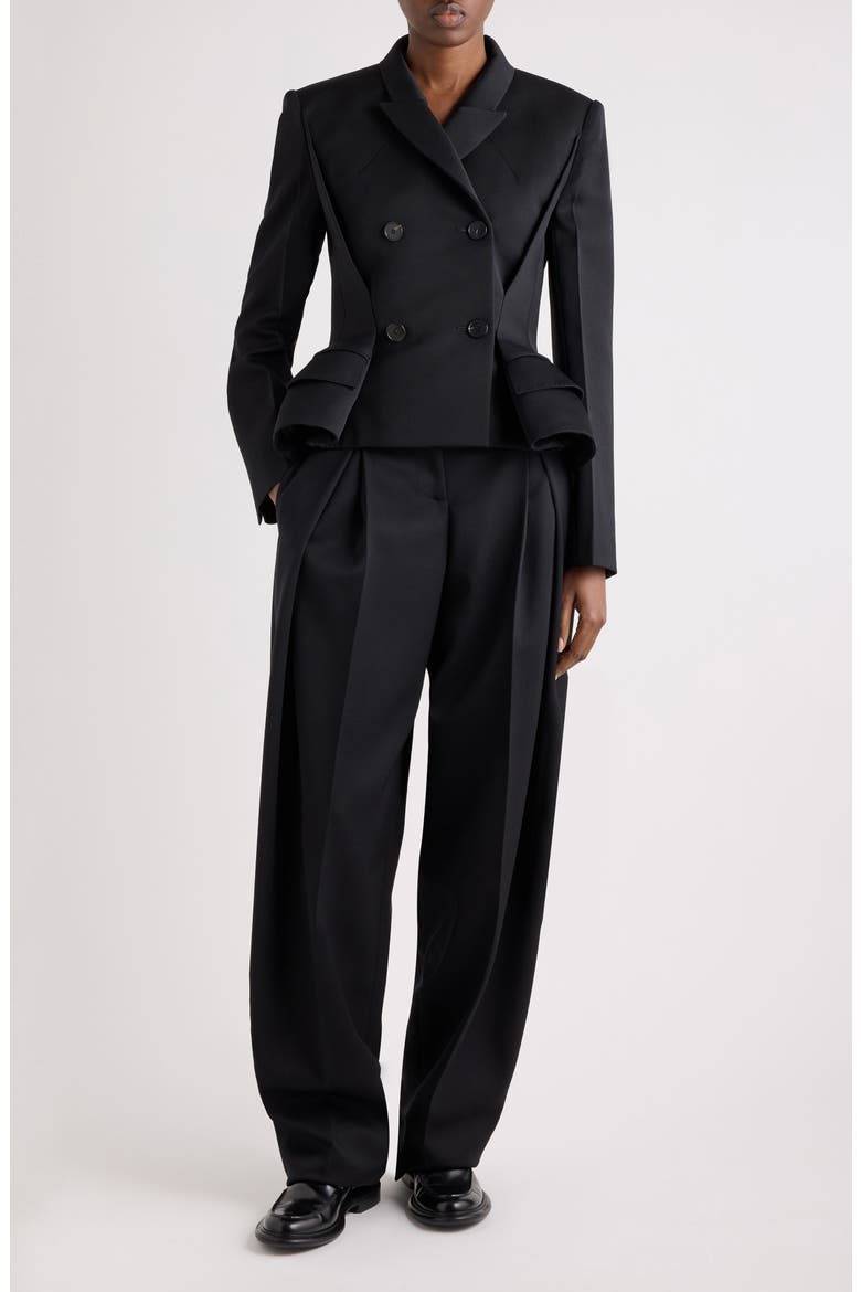 Pinched Peplum Jacket, Main, color, BLACK