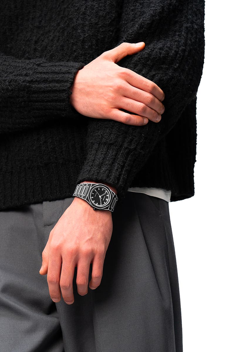 D1 Milano Sketch Polycarbon Bracelet Watch, 40.5mm, Alternate, color, Black